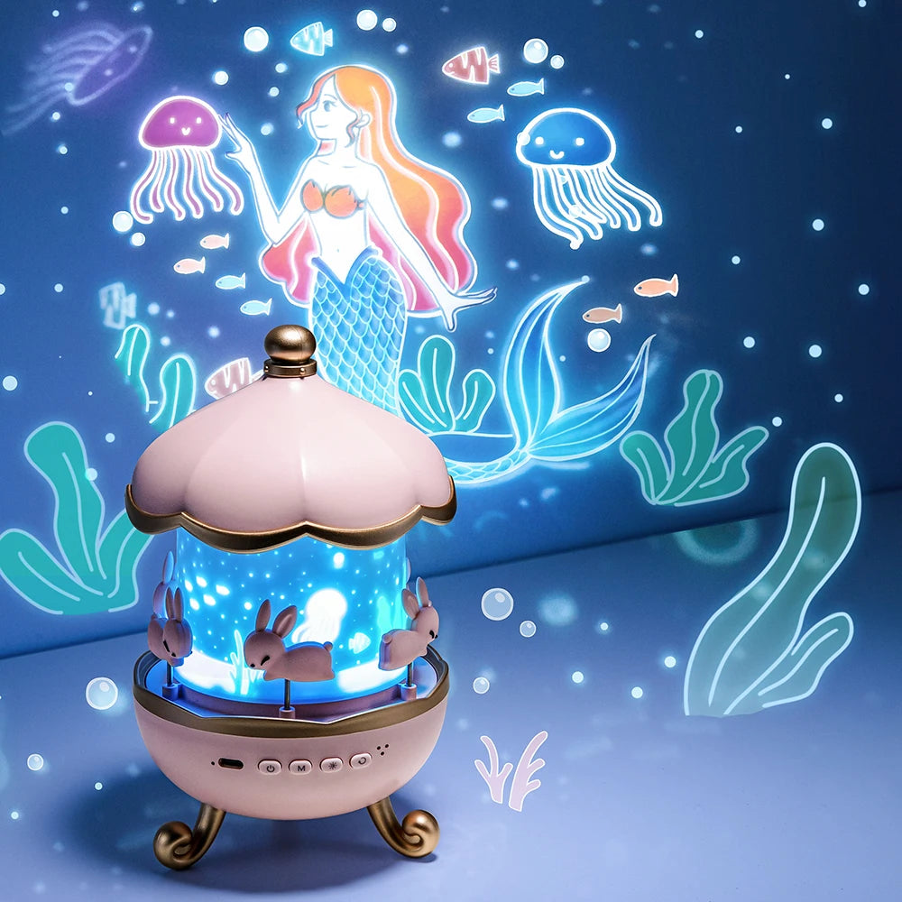 Veilleuse 2en1 : Projection d'Animations et Carousel Musical